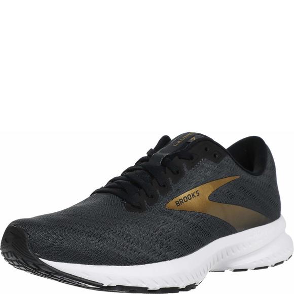BROOKS MENS LAUNCH 7 RUNNING SHOE - EBONY/BLACK/GOLD - D - 8 - Picture 2 of 6